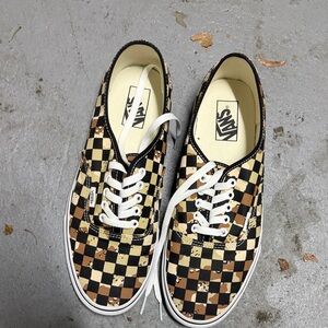 Vans Brown & Black Checkerboard Lace-Up Sneakers